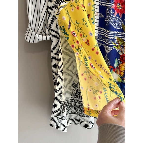 John Mark Tunic Top Patchwork Floral Mixed Print Art Boho Bird Large Maximalist - Picture 9 of 17